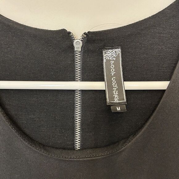 Poof Couture skater dress Womens medium black white Color Block Exposed Zipper - Picture 4 of 10